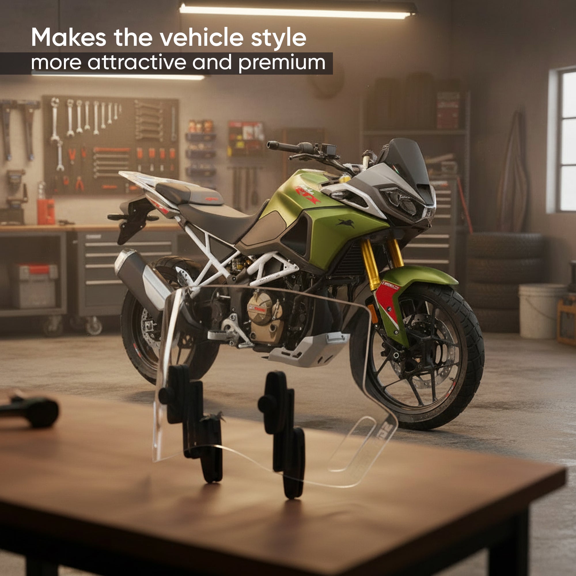 TVS Apache RTX Visor Extender – Enhanced Wind Protection & Stylish Upgrade